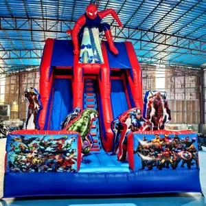 Seluncuran Inflatable Kering Raksasa Komersial dengan Desain Blower, Seluncuran Ganda Inflatable