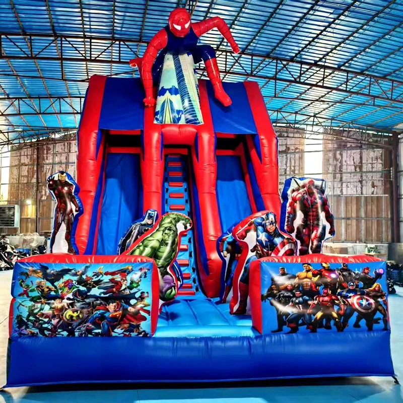 Escorrega Inflável Gigante Comercial com Design de Ventoinha, Escorrega Duplo Inflável