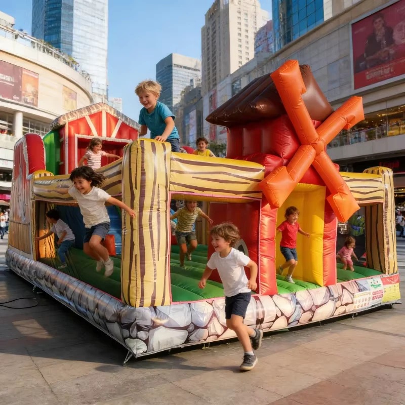 Commercial Giant Inflatable Farm Playground Multi Play Zone Obstacles Slide 1000kg Capacity Flame Retardant