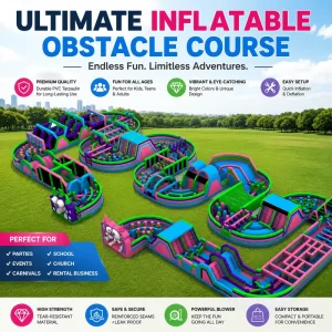 Commercial Giant Inflatable Obstacle Course Park Custom Modular Inflatable Adventure Playground for Events & Rentals