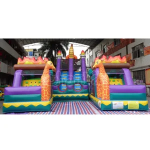 Commercial Giant Inflatable Obstacle Interactive Playground With Slide Inflatable Obstacle Course Combo for Party Rental