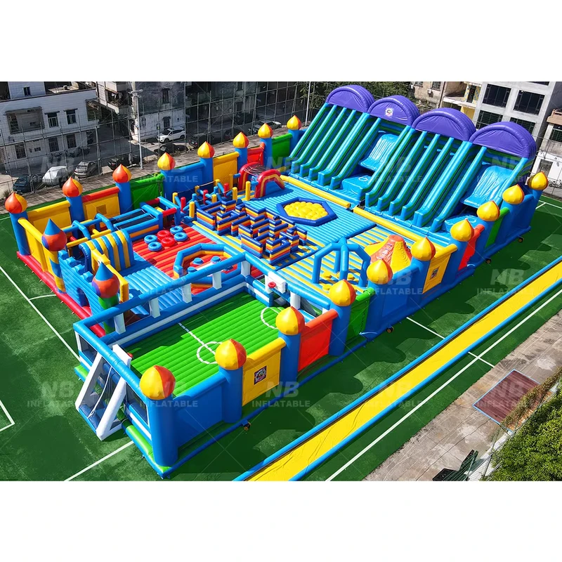 Permainan Raksasa Inflatable Komersial untuk Taman Bermain Luar Ruangan, Rintangan FunCity untuk Anak Dewasa