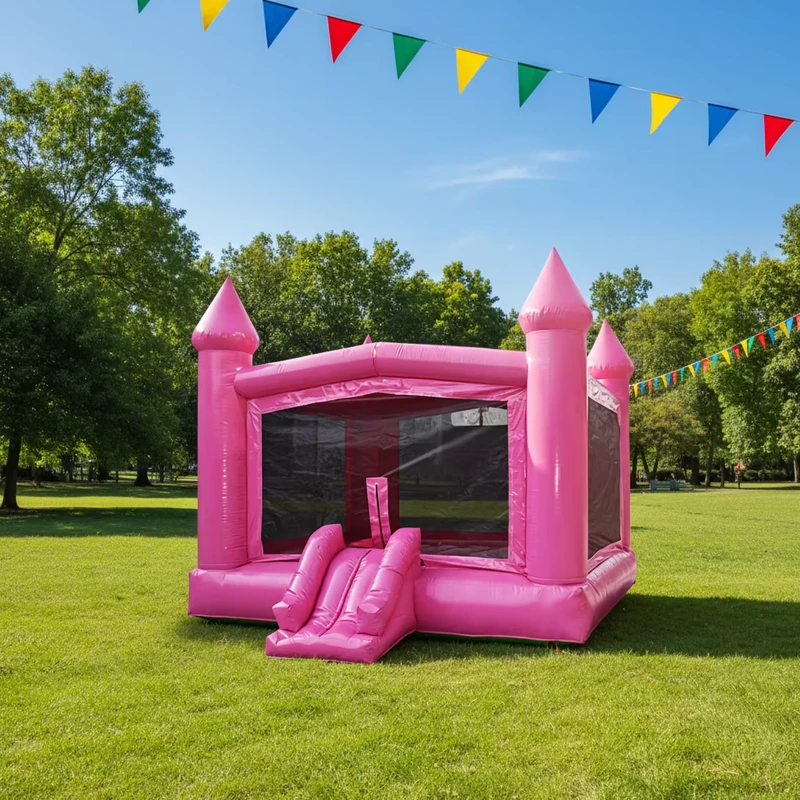 Kastil Bouncy Inflatable Komersial 13x13ft, Trampolin, Seluncur, Rumah Lompat Berwarna, Ukuran Dapat Disesuaikan untuk Anak-anak