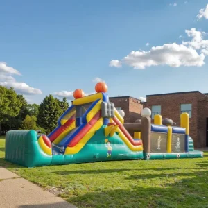Commercial Grade AMO029 Ninja Themed Giant Inflatable Jump Obstacle Bouncy Course PVC Material Double Stitched 500KG