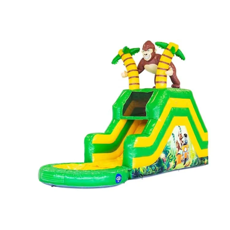 Gewerbliche Amüsier-Aufblasbare Dschungelrutsche Kinder PVC Aufblasbare Spiele Kokosnussbaum Tropische Wasserrutsche