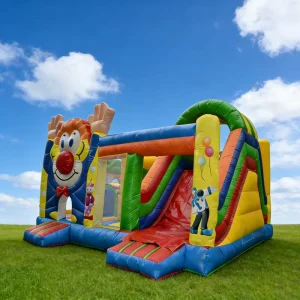 Commercial Grade Clown Themed Inflatable Bouncy Castle Slide PVC Material 500KGS Capacity Customizable Colors Logo for Kids