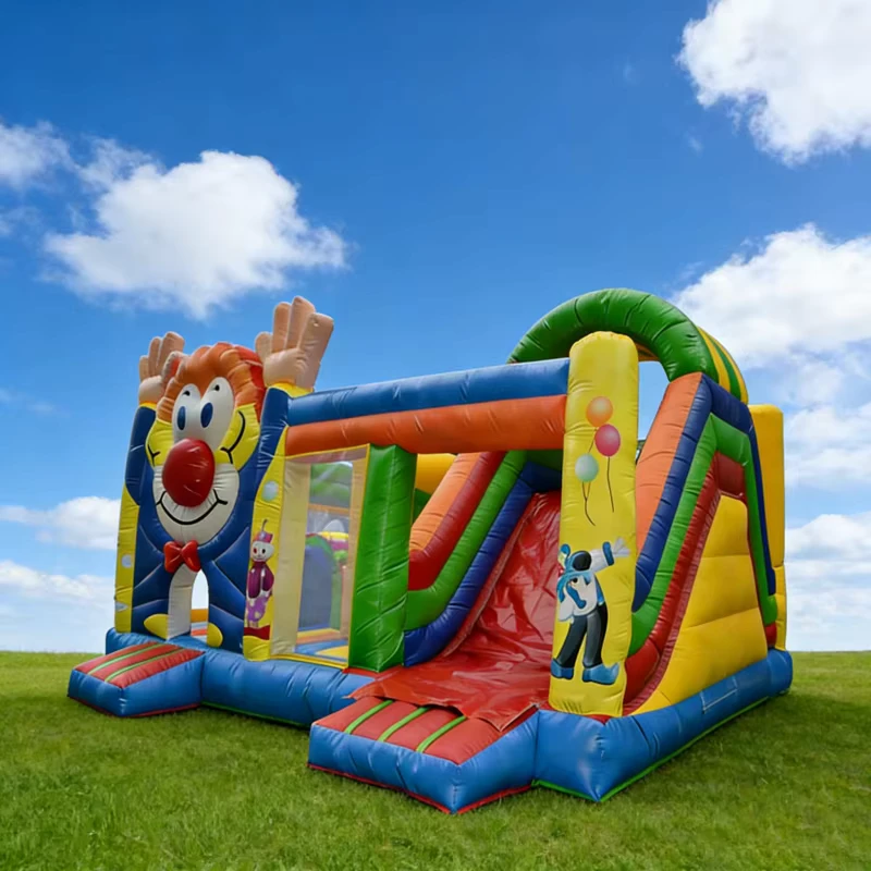 Castelo Inflável Temático de Palhaço de Grau Comercial, Escorrega em PVC, Capacidade de 500 KGS, Cores e Logótipos Personalizáveis para Crianças