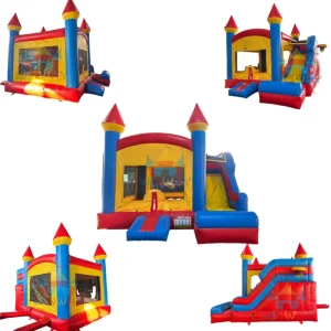 Commercial Grade Colorful Inflatable Bounce House Jump Castle Combo Bouncy Castle with Slide for Kids Party