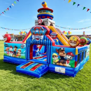 Commercial Grade Dog Patrol Inflatable Bouncy Castle 0.55mmPVC Material 500KG Capacity Blower Easy Setup 3-Year Warranty Outdoor