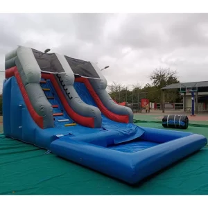 Commercial Grade Dual Lane Inflatable Water Slide with Splash Pool for Event Party Rentals