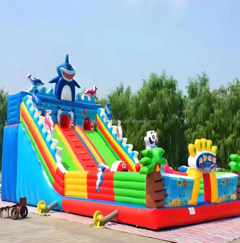 Scivolo gonfiabile combinato bouncer di alta qualità in PVC, scivolo d'acqua, parco avventura per bambini, parco trampolini, 100-500 kg