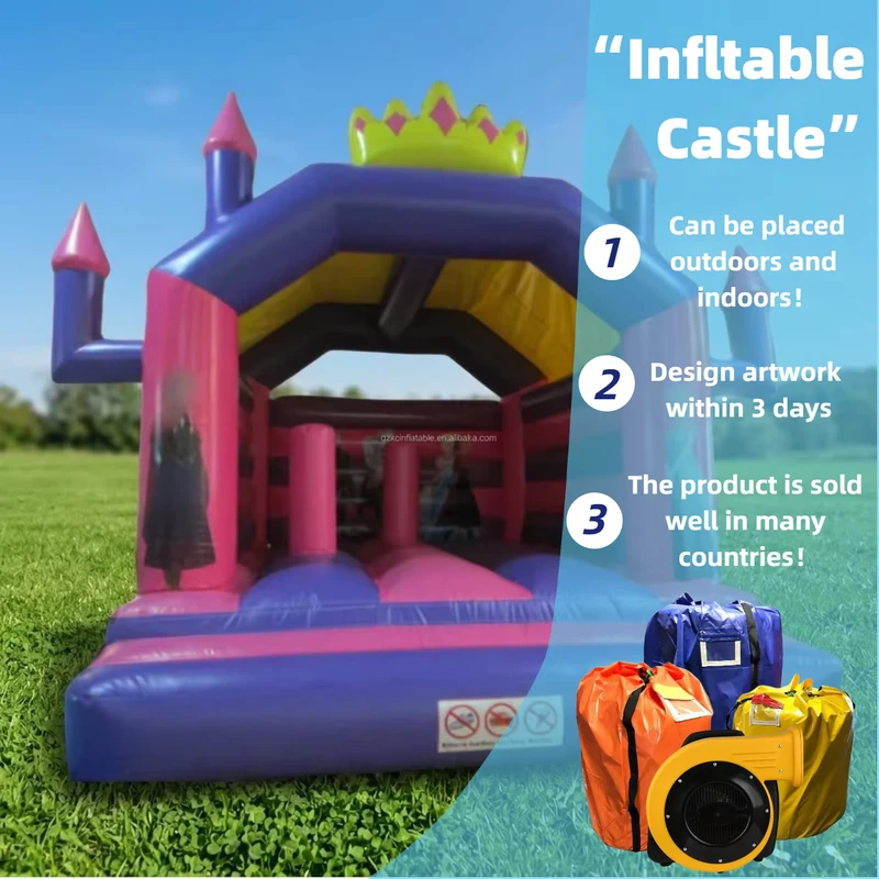 Rumah Loncat Kartun Putri Beku Inflatable Berkualitas Tinggi untuk Anak-Anak, Kastil Loncat