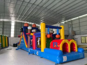Commercial Grade Inflatable Basketball Soccer Game Bounce House Obstacle Course Bounce Castle Slide Obstacle Course Inflatable