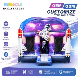 Commercial Grade Inflatable Bounce House Space Theme Bouncy Castle Astronaut Rocket Moonwalk for Party Rental Business