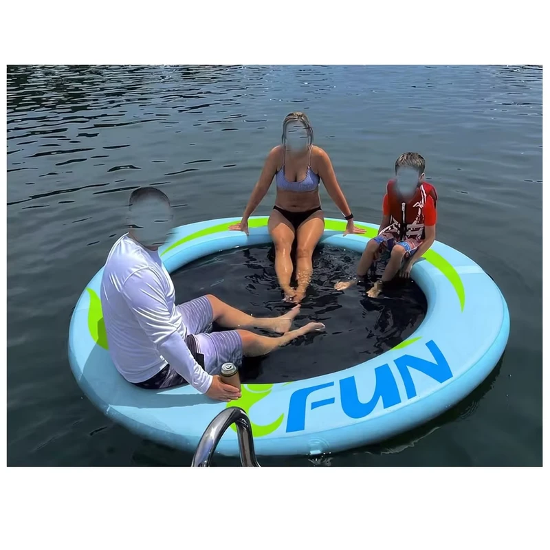 Dock Terapung Inflatable Kelas Komersial, Pulau Terapung Jala Hammock PVC Tahan Lama untuk Danau dan Laut