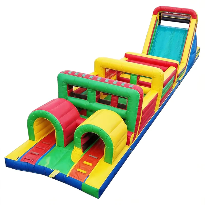 Curso de Obstáculos Inflable de Grado Comercial con Gran Tobogán, Castillo Inflable de PVC de Alta Resistencia para Alquiler en Eventos al Aire Libre