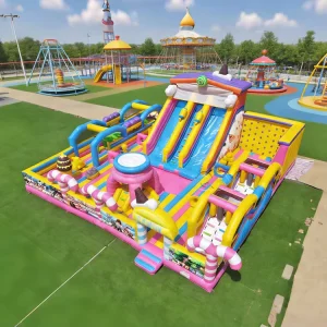 Commercial Grade Inflatable Park with Obstacle Courses and Climbing Walls for Outdoor Events and Amusement Centers