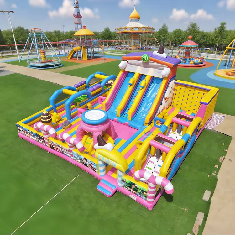 Taman Inflatable Kelas Komersial dengan Rintangan dan Dinding Panjat untuk Acara Luar Ruangan dan Pusat Hiburan