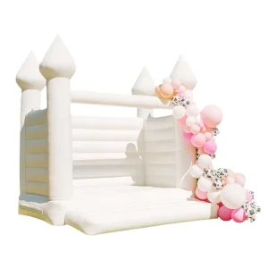 Kastil Bounce House Inflatable Putih Kelas Komersial PVC dengan Blower Udara untuk Pernikahan dan Kastil Bouncy