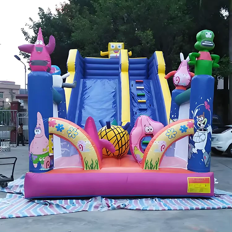 Castelo Inflável Comercial para Crianças - Casa de Saltos Molhada com Escorrega e Piscina Inflável para Crianças