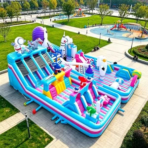 Commercial Grade Large Inflatable Space Theme Bounce Castle Slide Combo Square Playground Rental Kids Inflatable Bouncy House