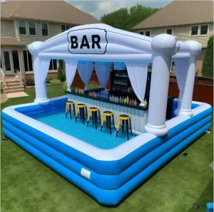 Bar inflable de gran tamaño de grado comercial, castillo de agua flotante para adultos, 1 pieza MOQ