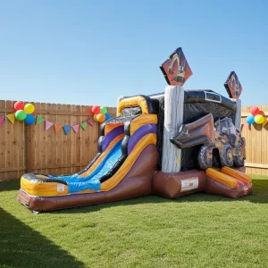 Commercial Grade Marble PVC Inflatable Bouncer Slide Combo with Water Slide EN71 Certified 2-3 Year Warranty 1000kg Capacity