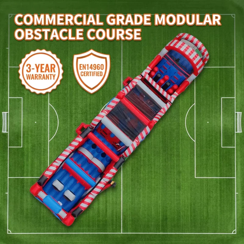 Curso de Obstáculos Inflável Modular de Grau Comercial, Grande Diversão 5K, Escorrega de Corrida, PVC 0.55mm, EN14960, DFRL, Garantia de 3 Anos