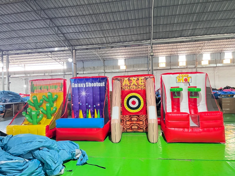 Trò Chơi Lễ Hội Inflatable Thương Mại Một 4 trong 1 PVC với Thiết Kế Màu Tùy Chỉnh