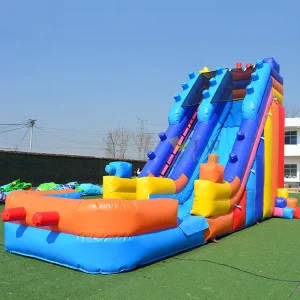 Commercial Grade PVC 18oz Vinyl Block Party 19′ 20′ Dual Lane Side Water Slide With Pool for Kids and Adults Outdoors Rental