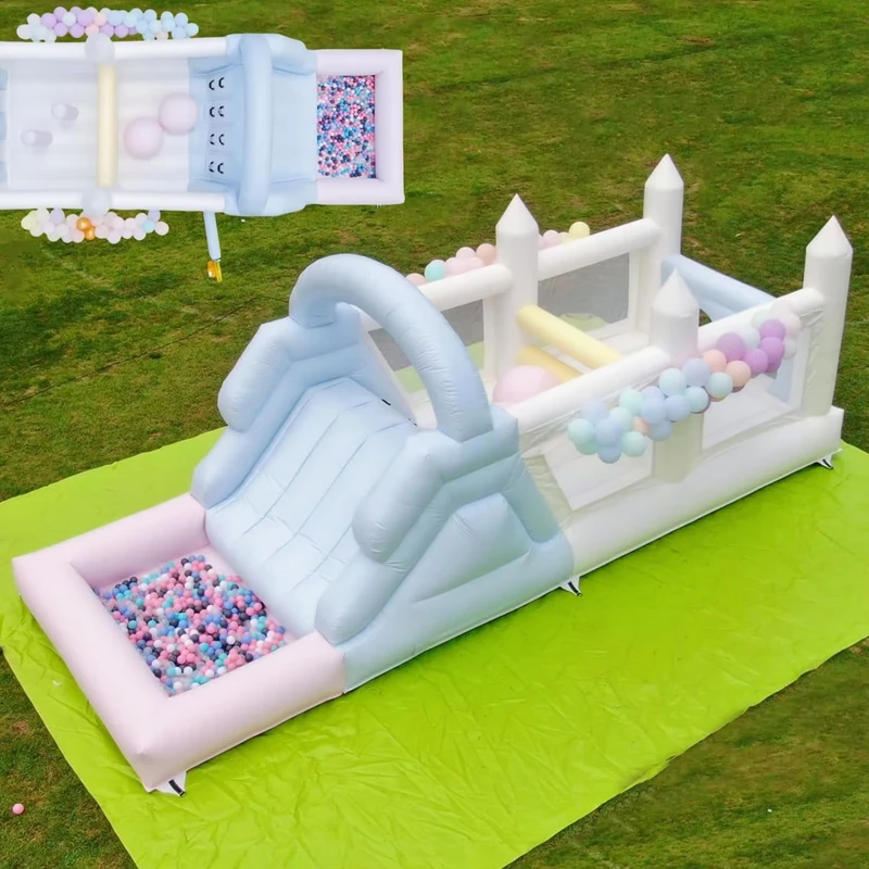 Commercial Grade PVC Adult Kids Inflatable Obstacle Course Bounce House Bouncy Castle with Pool Slide Obstacles Climbing Blower
