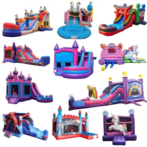 Bouncer gonflable commercial en PVC, combo glissière humide et sèche, château gonflable de location pour fêtes 3 ans