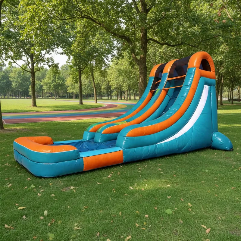 สไลด์น้ำแบบพองเกรดเชิงพาณิชย์ PVC รับรอง CE ขนาดปรับแต่งได้สำหรับสนามหลังบ้าน พร้อมการรับประกัน 12 เดือน