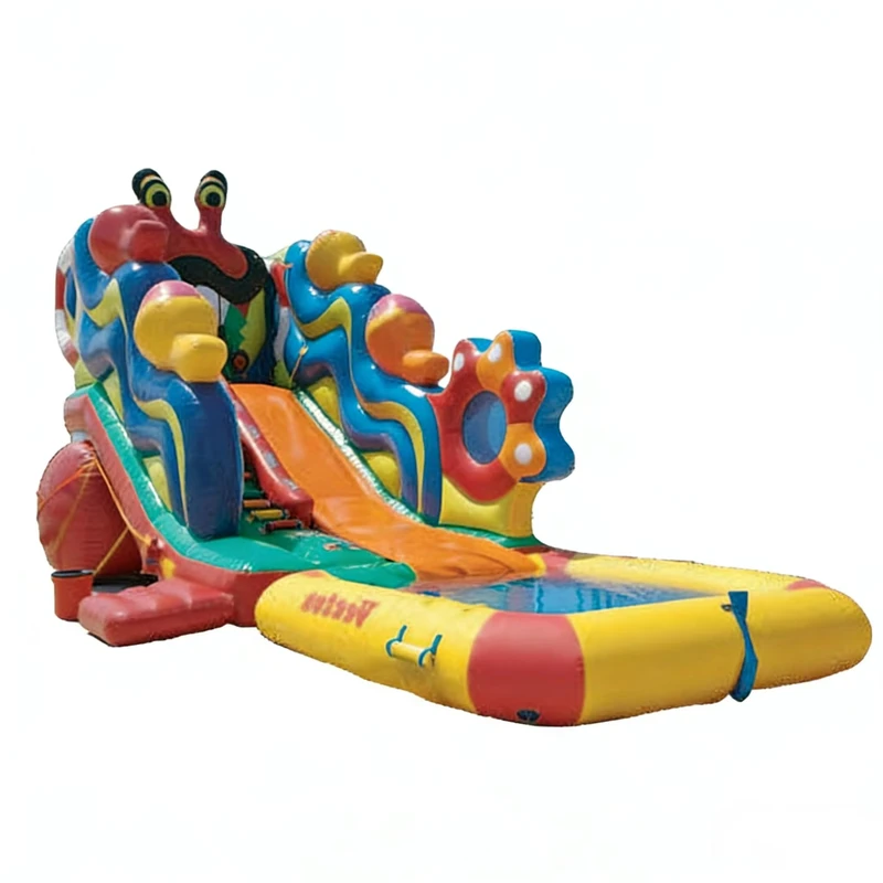 Scivolo Gonfiabile a Tema Oceano in PVC di Grado Commerciale, Doppia Corsia per Bambini, Esterno Residenziale