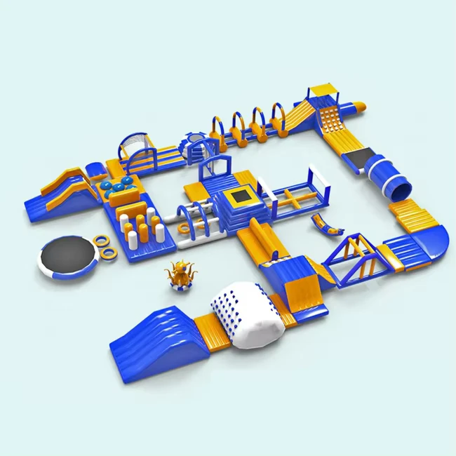 Gewerbliche PVC-Gigant aufblasbarer Wasserpark Hindernisbahn, schwimmendes Trampolin, Rutsche für Outdoor-Events, Ausrüstungsset