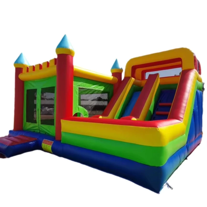 Gewerbliches PVC Aufblasbares Hüpfhaus Combo mit großer Rutsche Buntes Hüpfburg für Kinder Partyverleih