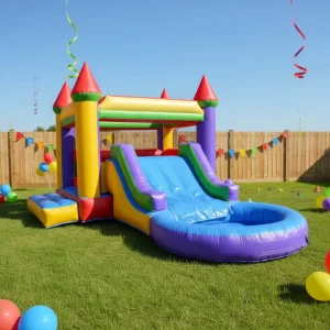 Castello gonfiabile di qualità commerciale in PVC, casa gonfiabile personalizzabile con scivolo per bambini, certificato CE
