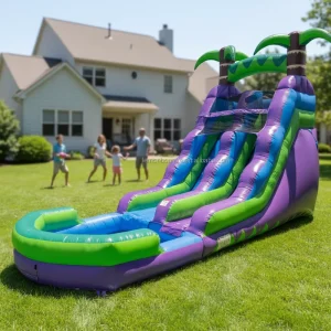 Commercial Grade PVC Inflatable Water Slide with Splash Pool Palm Tree for Kids and Adults Party Rental