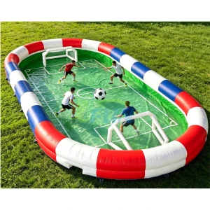 Commercial Grade PVC Inflatable Water Soccer Field Outdoor Soap Football Pitch Inflatable Soccer Court for Event Rental