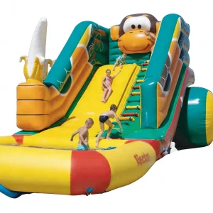 Commercial Grade PVC Monkey Banana Themed Inflatable Water Slide for Kids