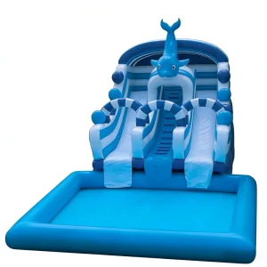 Commercial Grade PVC Outdoor Dolphin Themed 3 Lane Inflatable Water Slide for Kids Residential Use Custom Colors and Logo