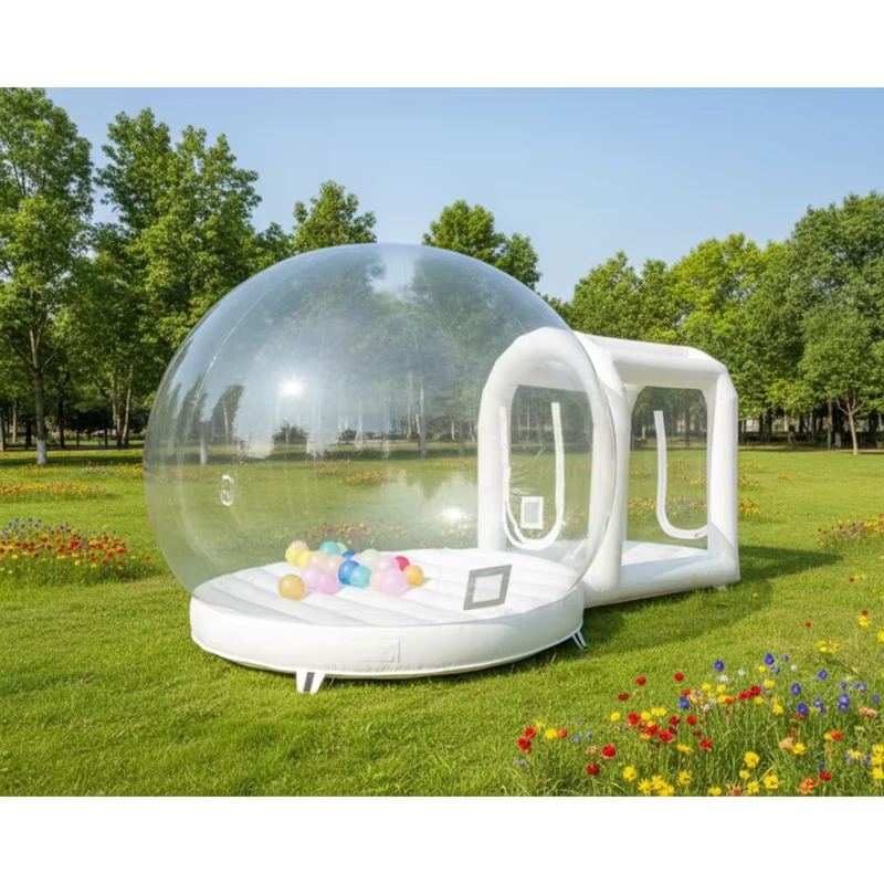 Château gonflable de qualité commerciale en PVC blanc, tente gonflable pour mariage, maison à bulles, château à ballons
