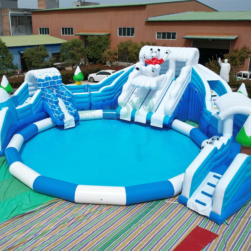 Commercial Grade Playground Land Water Play Equipment Park Trampoline Inflatable Slide Swimming Pool