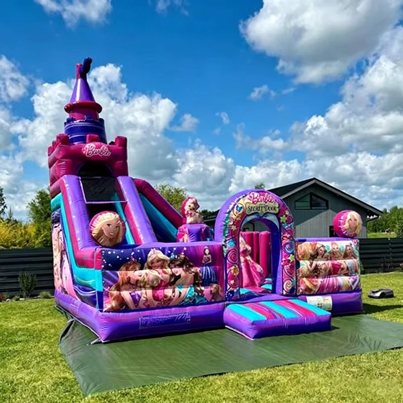 Commercieel Kwaliteit Prinses Thema Opblaasbaar Springkasteel Combo met Glijbaan 0.55mm PVC Zeil Springkasteel