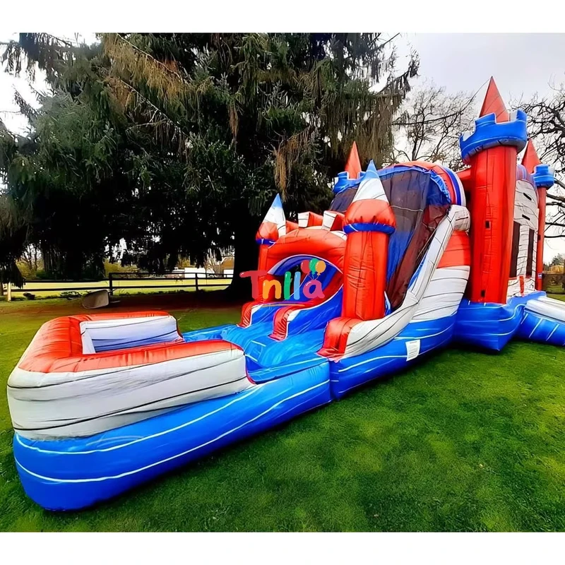 Commercial Grade Wet Dry Outdoor Inflatable Castle Adults Combo with Bounce and Slide Wet Dry Bounce Slide Combo