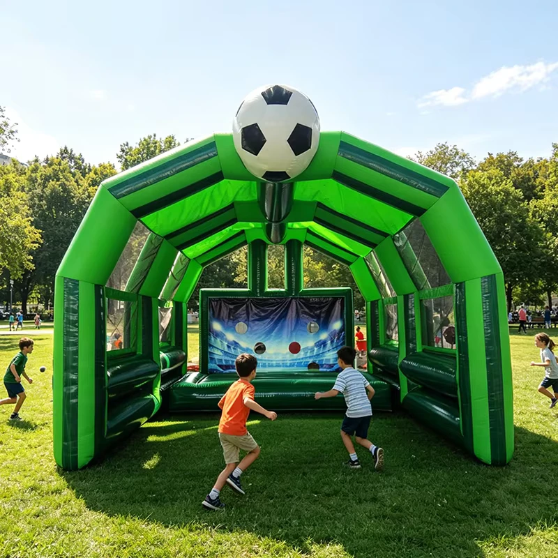 Kommerzielle grüne PVC Fußballplatz aufblasbares Fußballfeld mit Dach für Teambuilding-Events und Outdoor-Partys