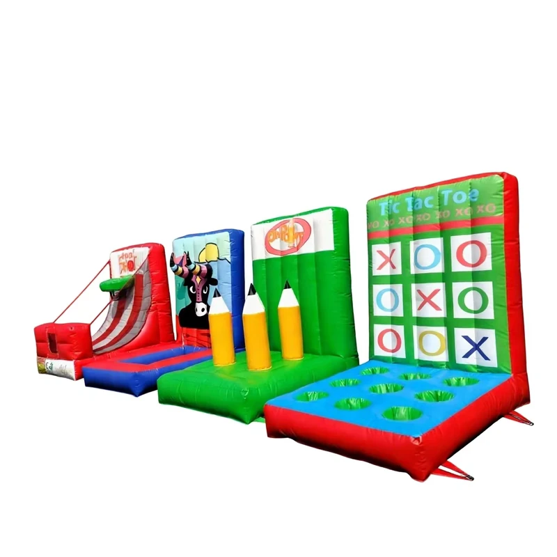 Gioco gonfiabile commerciale di alta qualità, gioco gonfiabile 4 in 1, gioco di lancio anelli gonfiabile all'aperto