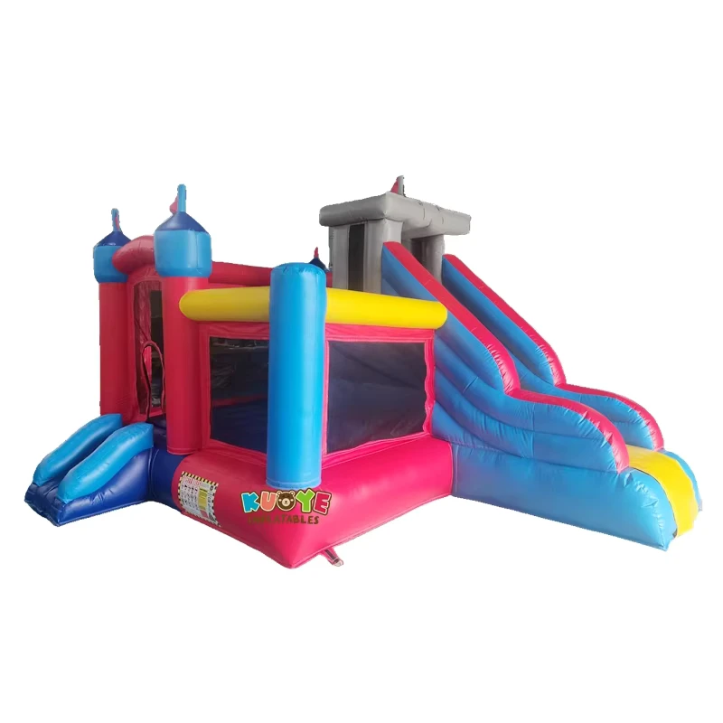 Combo lâu đài nhảy bouncy nhỏ bằng PVC chất lượng cao thương mại với cầu trượt và bể bóng cho trẻ em