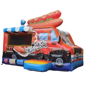 Castello gonfiabile commerciale Hot Dog Truck, combo castello, parco giochi, casa gonfiabile, parco giochi gonfiabile