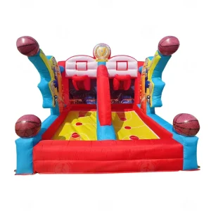 Jogo de Lançamento de Basquetebol Inflável Comercial Interior com Duas Cestas para Parque de Aventura e Jardim de Infância